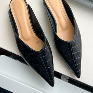 Anine Bing - black mules croc effect